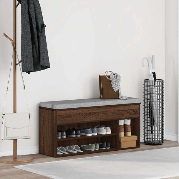 vidaXL Shoe Bench Brown Oak Engineered Wood Medium Shoe Bench