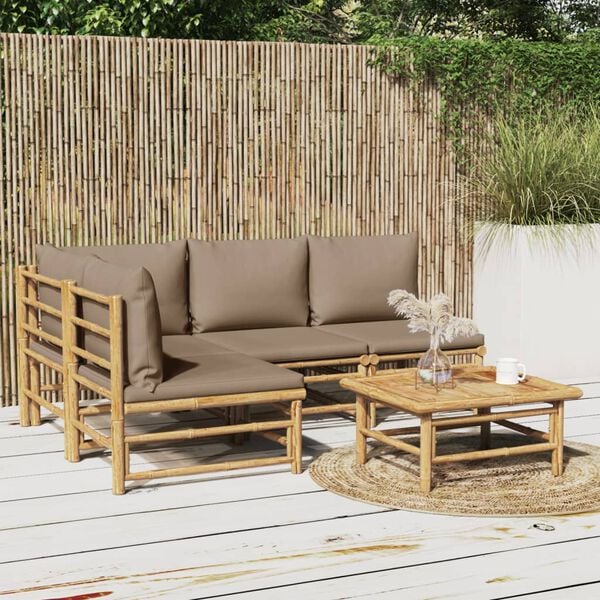 vidaXL Garden Lounge Set Taupe Bamboo Medium Modular