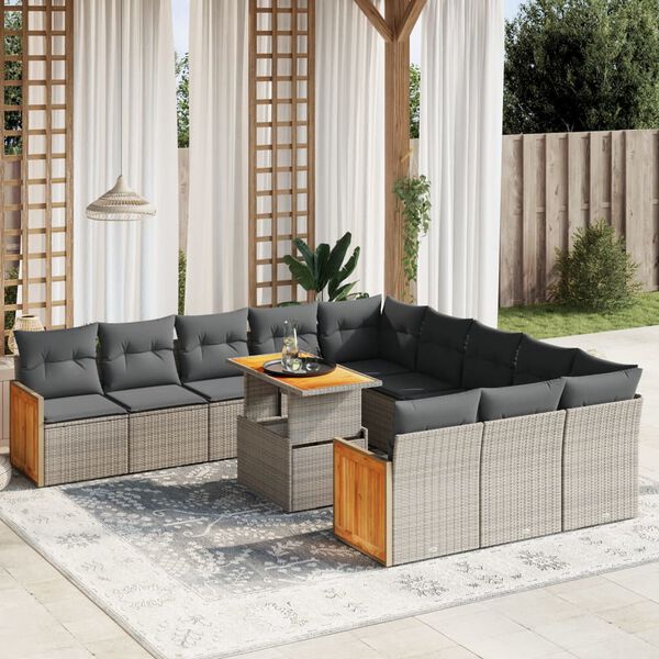 vidaXL Garden Sofa Set Grey