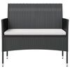 vidaXL Garden Lounge Set Black PE rattan, powder-coated steel, glass