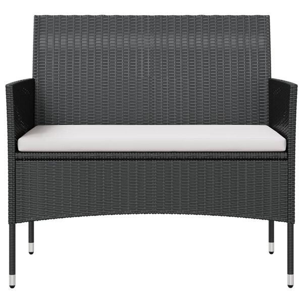 vidaXL Garden Lounge Set Black PE rattan, powder-coated steel, glass