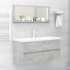 vidaXL Mirror Concrete grey Engineered wood, acrylic 39.4 x 4.1 x 14.6 in