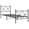 vidaXL Bed Frame Black Steel Single Bed Frame Rectangular Minimalist