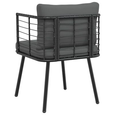 Rear/angled view of outdoor chair showing woven sides and legs.