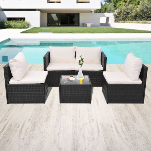 vidaXL Garden Furniture Set Black, Cream White