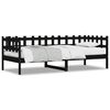vidaXL Day Bed Black Solid pine wood Single Multi-Position Backrest
