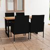 vidaXL 5 Piece Patio Dining Set with Cushions Poly Rattan Black