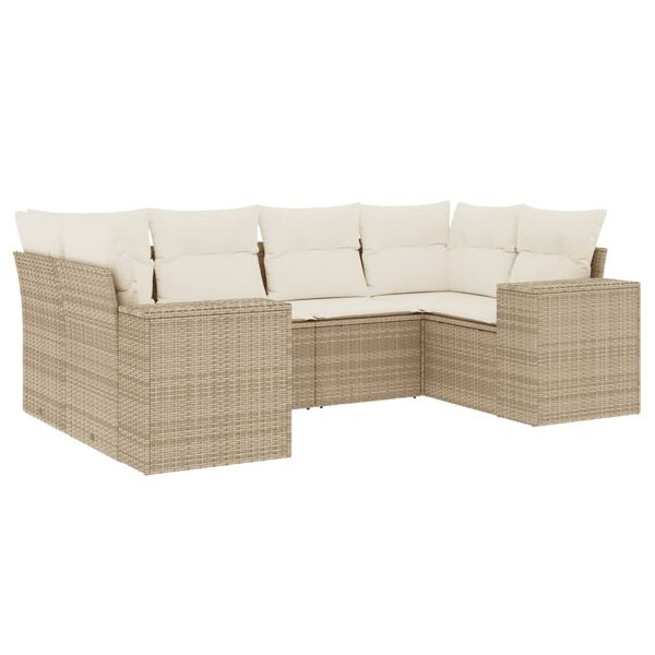 vidaXL Garden Sofa Set Beige PE rattan Large Adjustable Feet