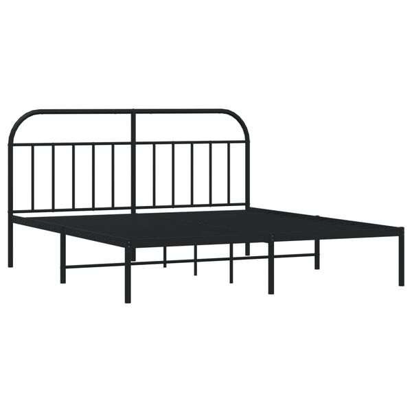 vidaXL Bed Frame Black Powder-Coated Steel Super King Bed Frame