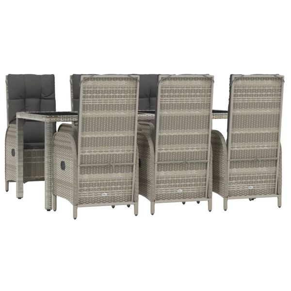 vidaXL Garden Dining Set Grey PE Rattan Large Multi-Position Backrest