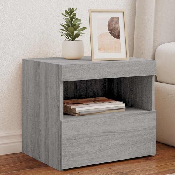 vidaXL Bedside Cabinet Grey sonoma Engineered wood 19.7 x 15.7 x 17.7 in