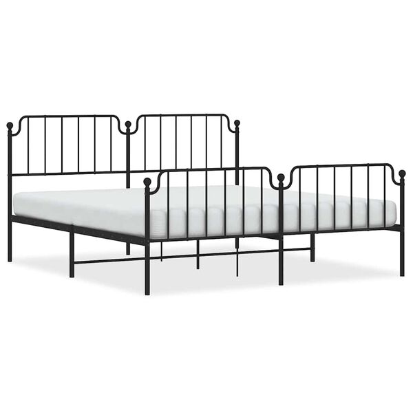 vidaXL Bed Frame Black Powder-Coated Steel Full Bed Frame Rectangular