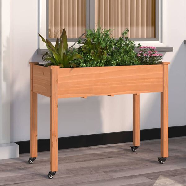 vidaXL Planter Brown Solid fir wood, non-woven fabric, iron Large