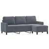 vidaXL 3-seater Sofa With Footstool Dark Grey Velvet, Plywood, Metal, Foam