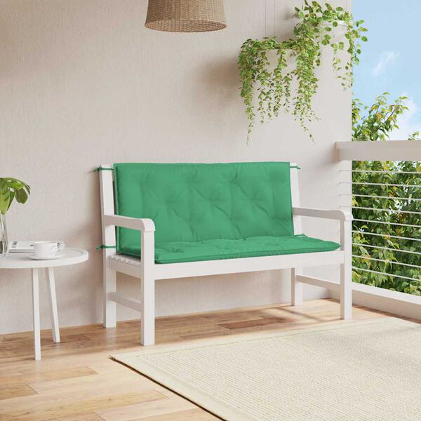 vidaXL Garden Bench Cushion Set of 2 Green Oxford fabric (100% polyester)