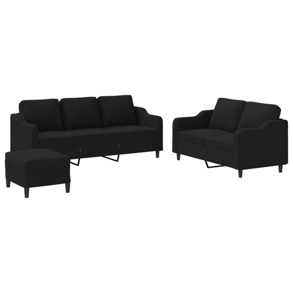 vidaXL Sofa Set Black Fabric (100% polyester), metal, textilene, plywood