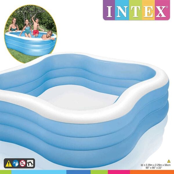 INTEX Inflatable Pool Blue and White Vinyl Large Inflatable Pool