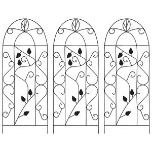 vidaXL Plant Rack Set of 3 Black Iron Medium Decorative Inlays