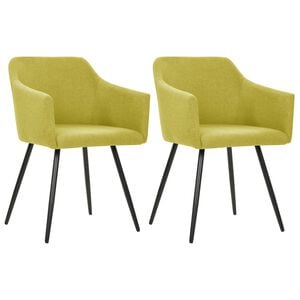 vidaXL Dining Chair Set of 2 Green Fabric (100% polyester), metal Medium