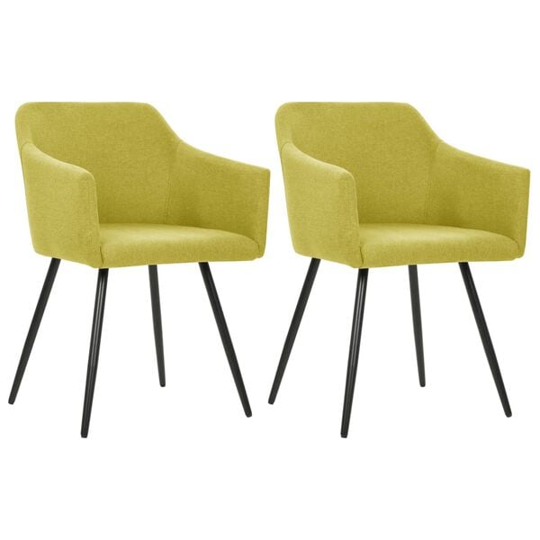 vidaXL Dining Chair Set of 2 Green Fabric (100% polyester), metal Medium