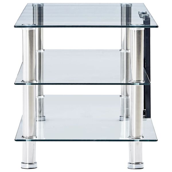 vidaXL TV Stand Transparent Tempered Glass and Stainless Steel