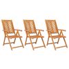 vidaXL Reclining Garden Chair Set of 3 Natural wood Solid acacia wood