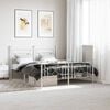 vidaXL Bed Frame White Powder-coated steel King Size Bed Frame