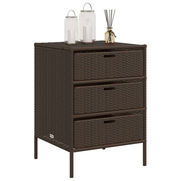 vidaXL Garden Storage Cabinet Brown PE rattan, Powder-coated steel