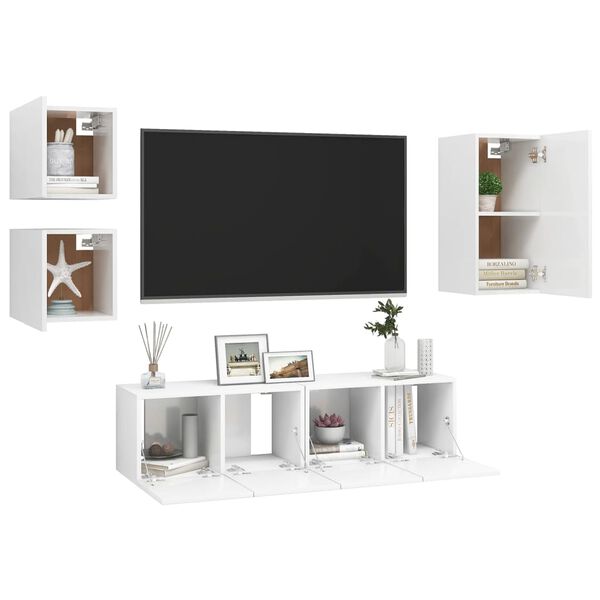 vidaXL 5 Piece TV Stand Set White Engineered Wood