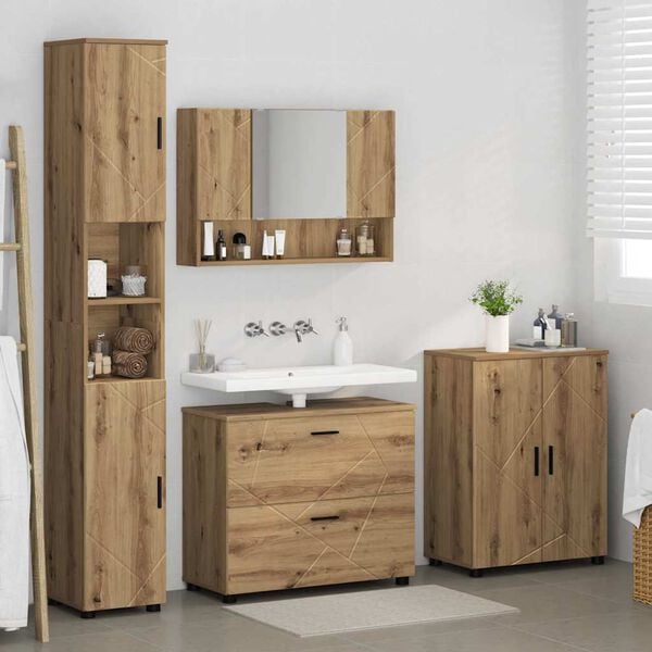 vidaXL Bathroom Furniture Set 4 pcs artisan oak Engineered wood
