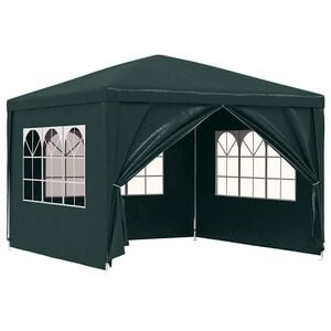 vidaXL Party Tent Green Polyethylene roof and side panels, Steel frame