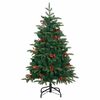 vidaXL Artificial Hinged Christmas Tree Green, Warm White PVC, PE, Iron
