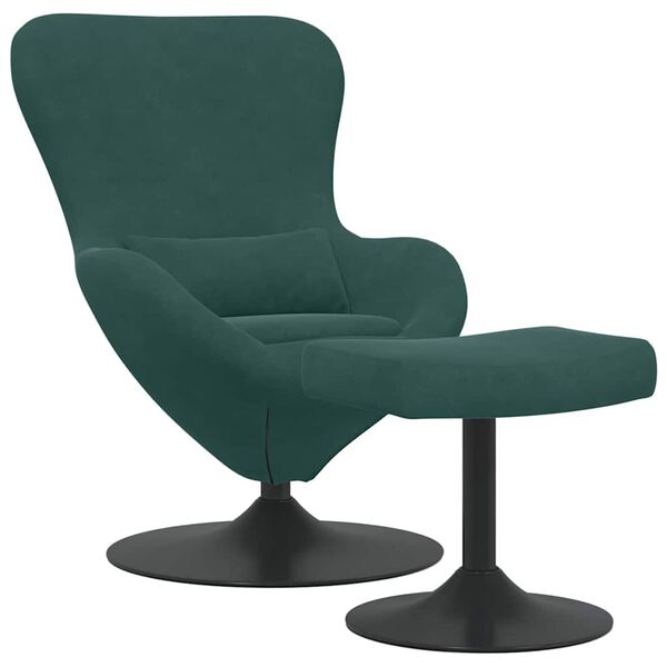 vidaXL Egg Chair with Footstool Dark Green 24.80 x 28.74 x 35.43 in