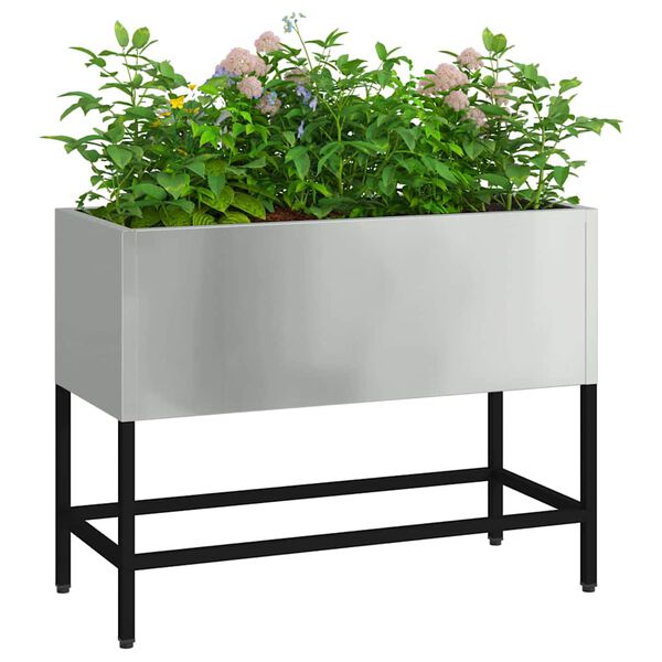 vidaXL Raised Garden Planter Silver 60 x 26 x 45 cm Galvanised Steel