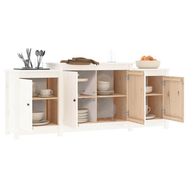 vidaXL Sideboard White Solid Pine Wood 64.6 in x 14.6 in x 26.8 in