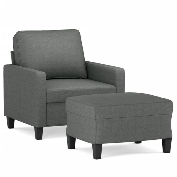 vidaXL Sofa Chair With Footstool Dark Grey Fabric Single