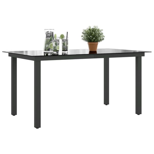 vidaXL Garden Dining Table Black Aluminum Medium Durable