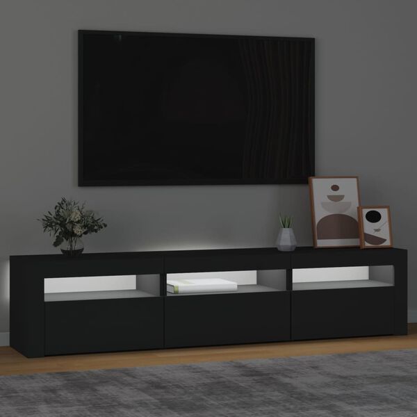 vidaXL TV Cabinet Black Engineered Wood TV Cabinet Rectangular Modern