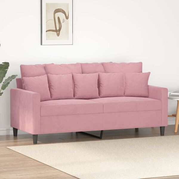 vidaXL 2-seater Sofa Pink Velvet, Metal, Textilene, Foam