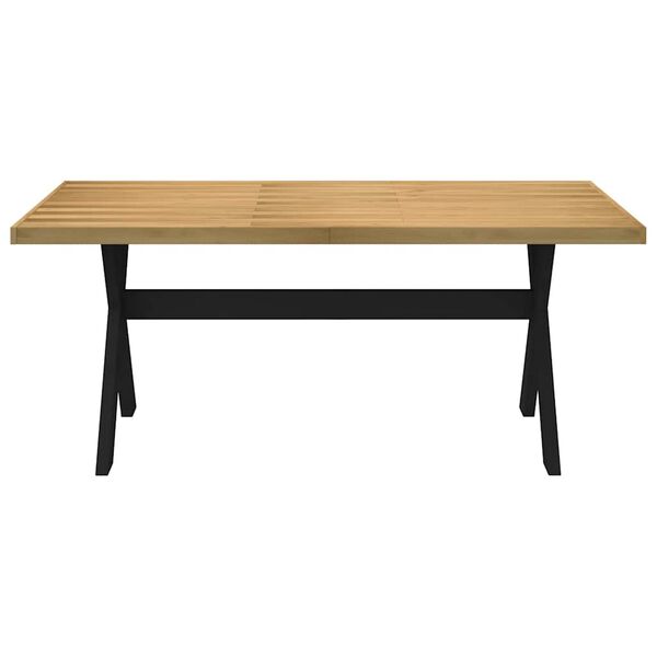 vidaXL Dining Table Natural Top, Black Legs Solid Pine Wood 70.9 x 35.4 in