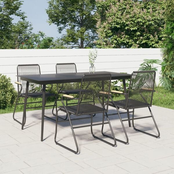 vidaXL Garden Dining Set Black PVC rattan Medium Durable