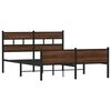 vidaXL Bed Frame Brown Oak Steel, Engineered Wood 55.1x78.7 in Bed Frame