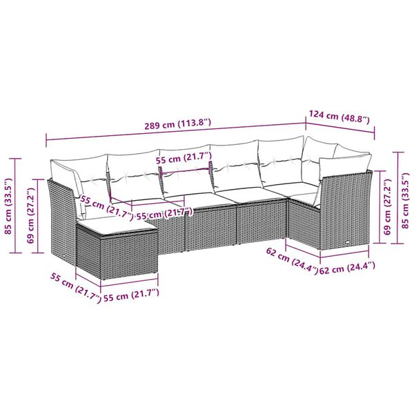 vidaXL Garden Sofa Set Light Grey, Dark Grey (Cushions)