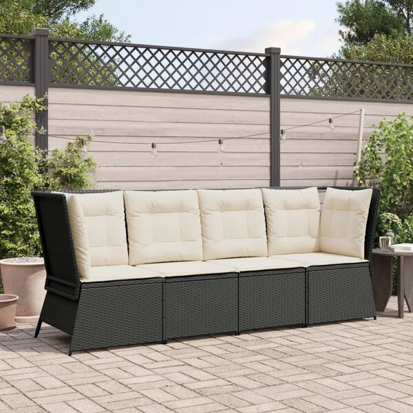 vidaXL Patio Sofa Black, Cream White