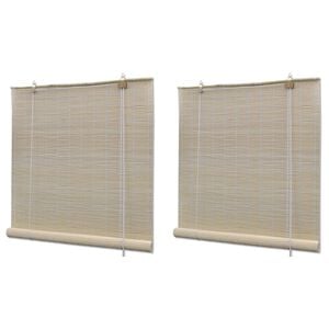 vidaXL Natural Bamboo Roller Blinds 2 pcs 47.2"x63"