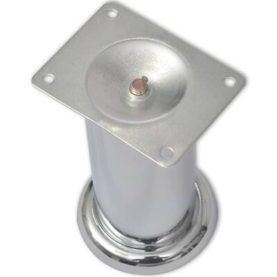 Metal furniture leg with square mounting plate and round base