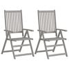 vidaXL Garden Chair Set of 4 Grey, Cream Solid Acacia wood, Polyester