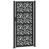 vidaXL Garden Gate Black 39.4x78.7" Steel Leaf Design
