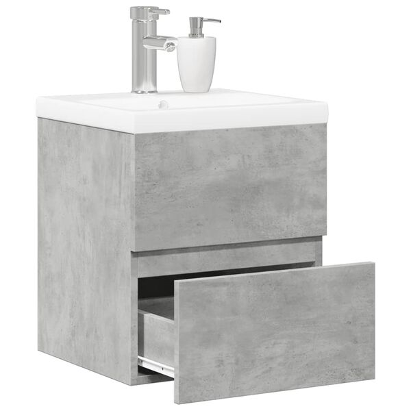 vidaXL Bathroom Furniture Set Concrete Grey Engineered Wood, Ceramic Large