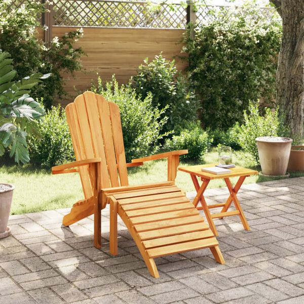 vidaXL Garden Adirondack Chair With Footrest Teak Solid teak wood Standard